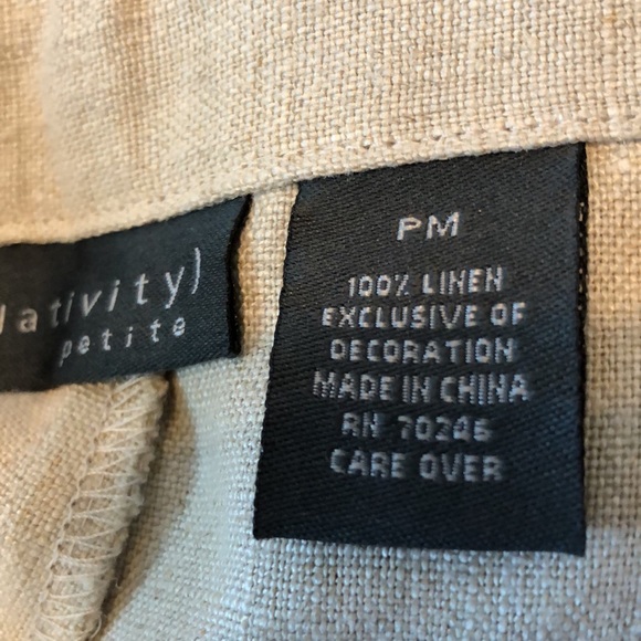 Relativity wide leg linen pants with embroidery at hemline sz Mp - Picture 6 of 8